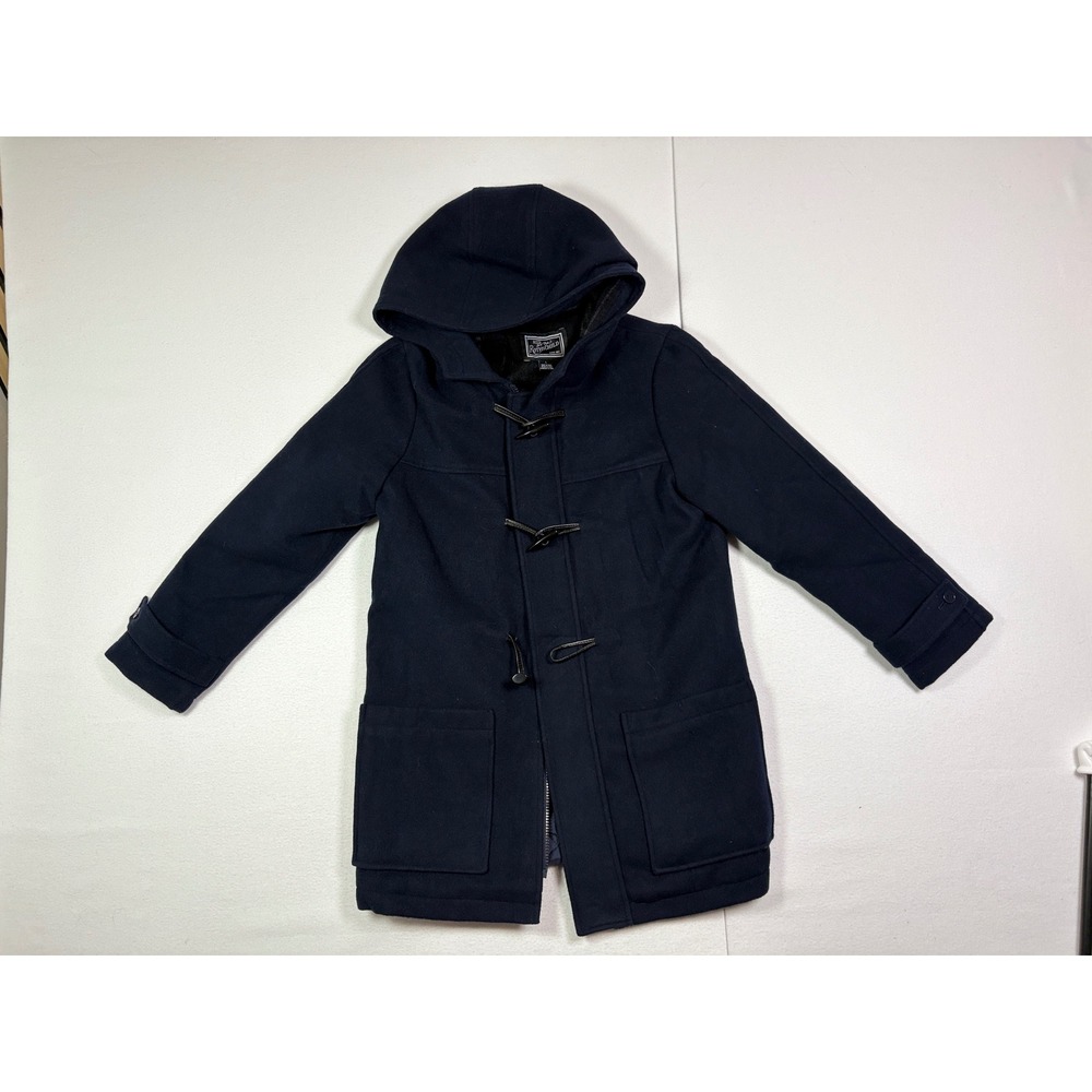 Rothschild Kids Navy Blue Toggle Duffle Coat Hooded Quilted Plaid Lining Large
